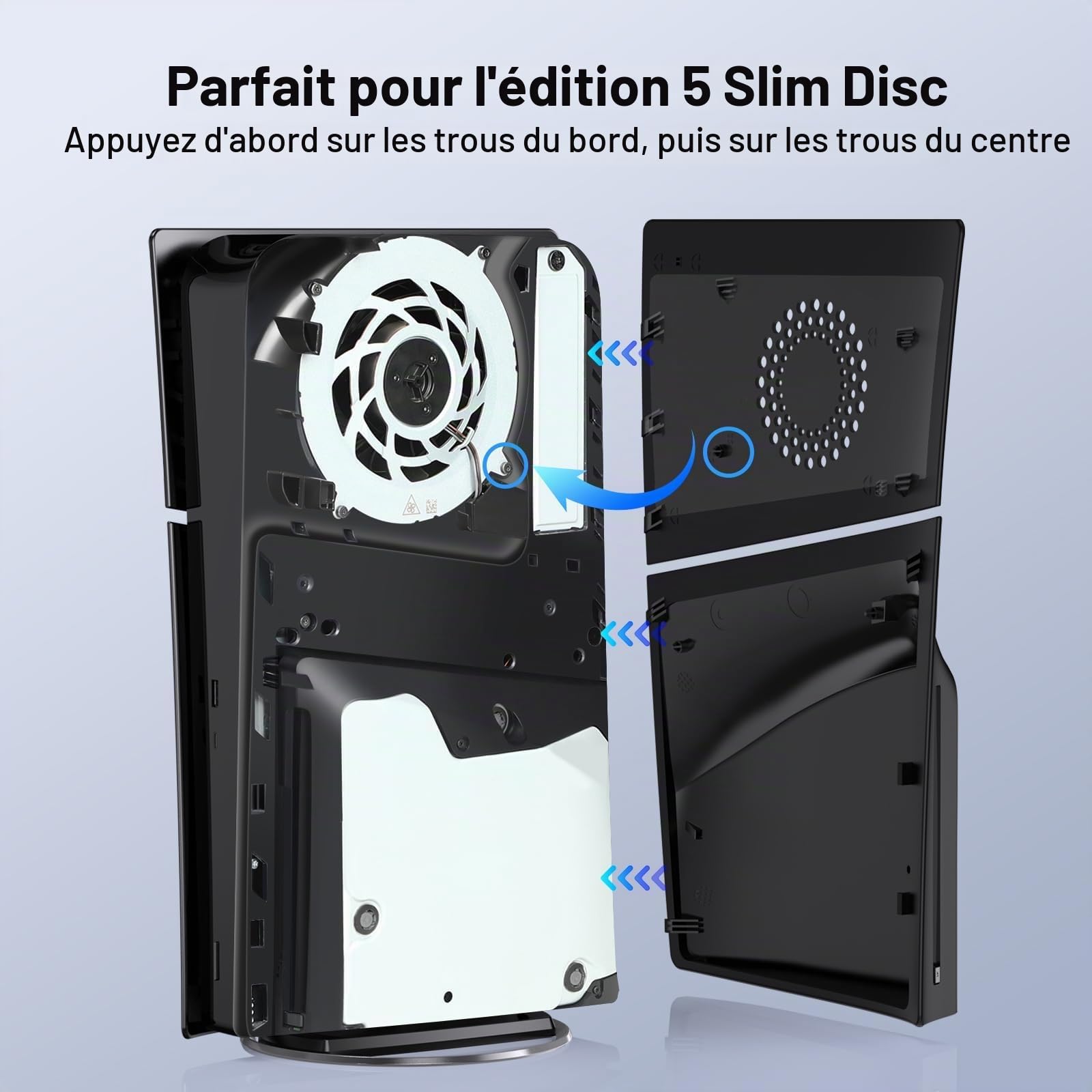 Coque pour Ps5 Slim Disc Version,Facade Ps5 Slim,avec Orifice pour Le Ventilateur, Housse De Remplacement pour PlayStation 5 Slim Protection, Noir