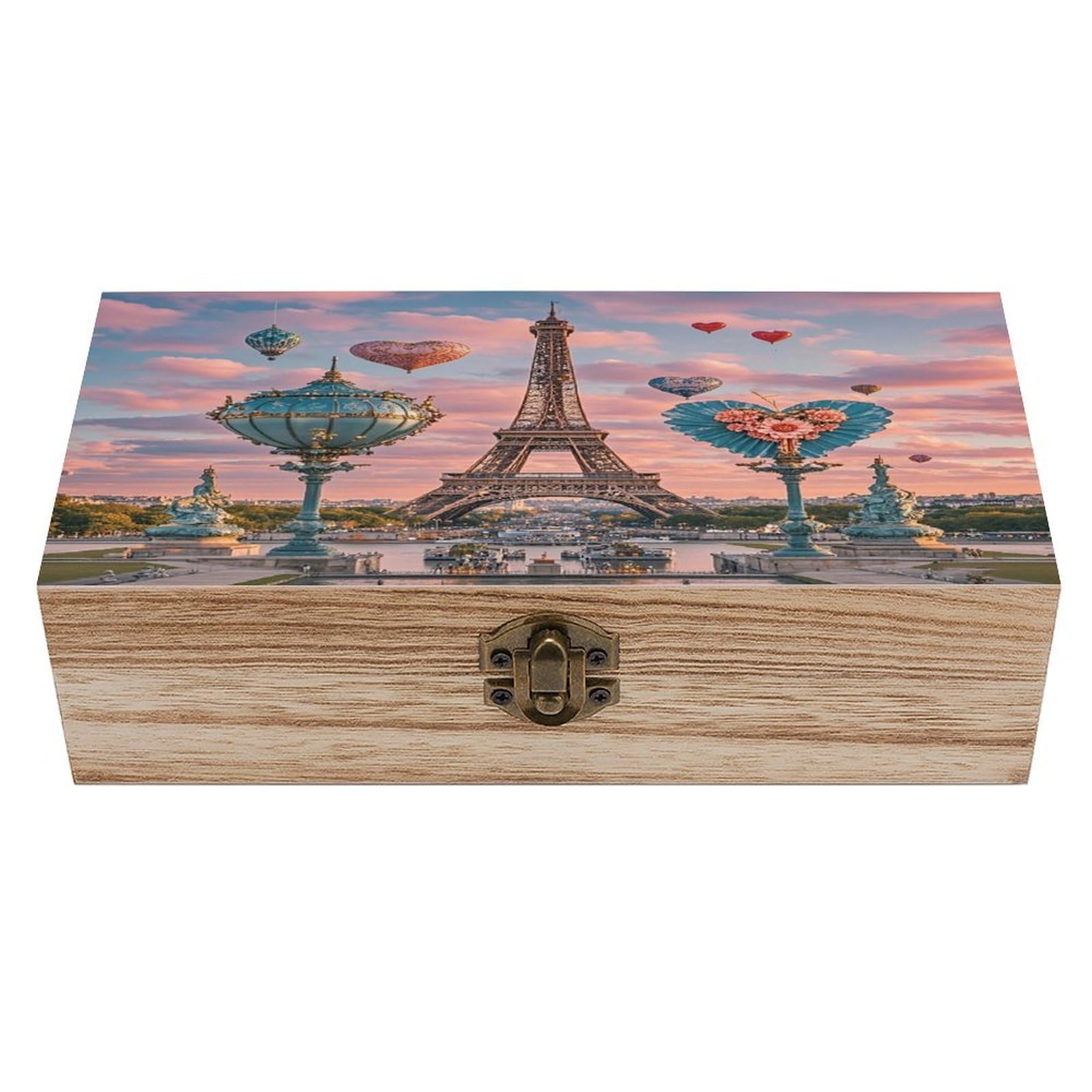 LZQPOEAS Romantic Paris Eiffel Tower 2 Wooden Box Storage Space to Organize Jewelry in A Beautiful Small Storage Box Decorative Card Boxes Memory Treasure Boxes for Crafts And Photo Storage
