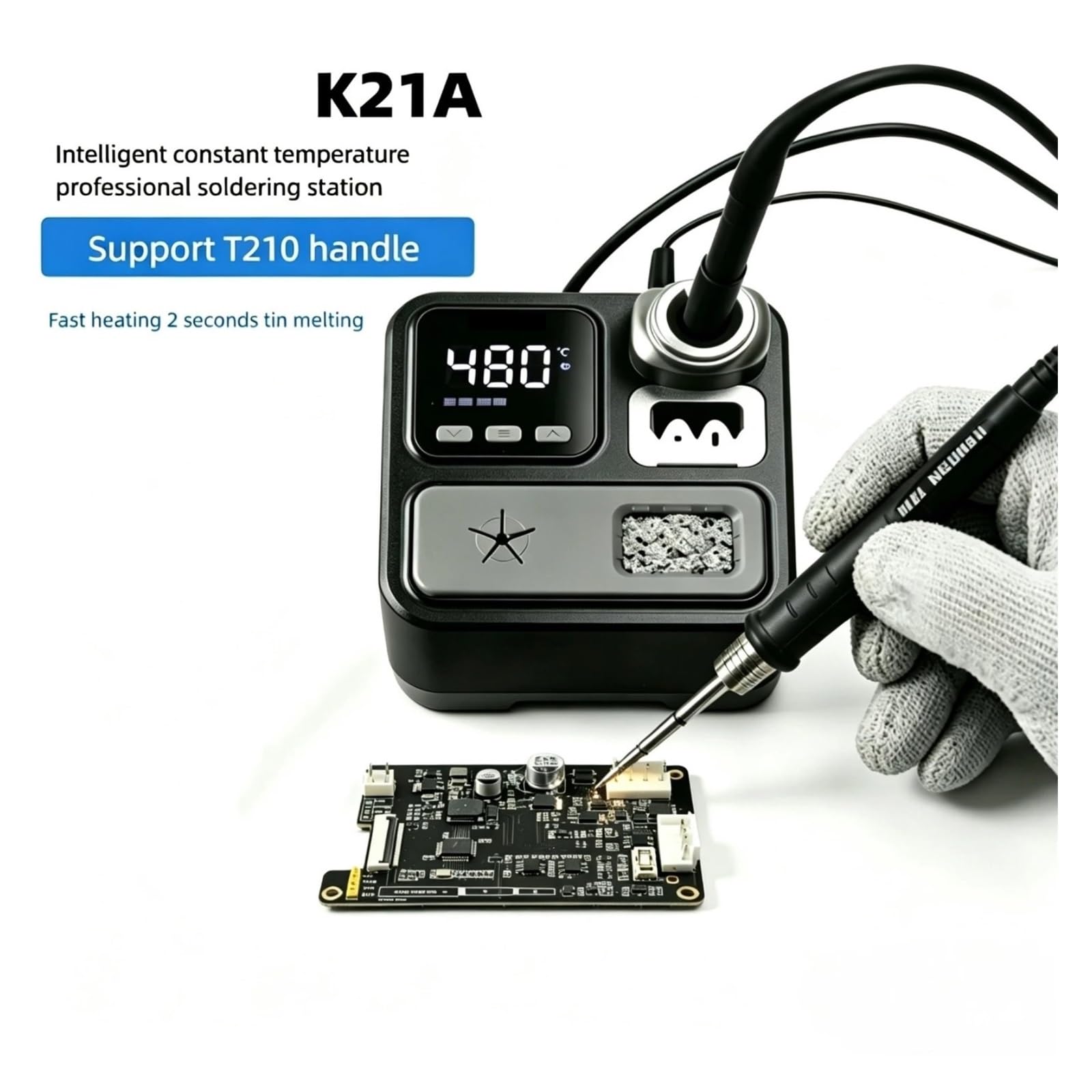 Stacja lutownicza, Stacja lutownicza K21A T210 przenośna stacja do spawania szybkie nagrzewanie cyna topienia PCB telefonu naprawa chipów IC