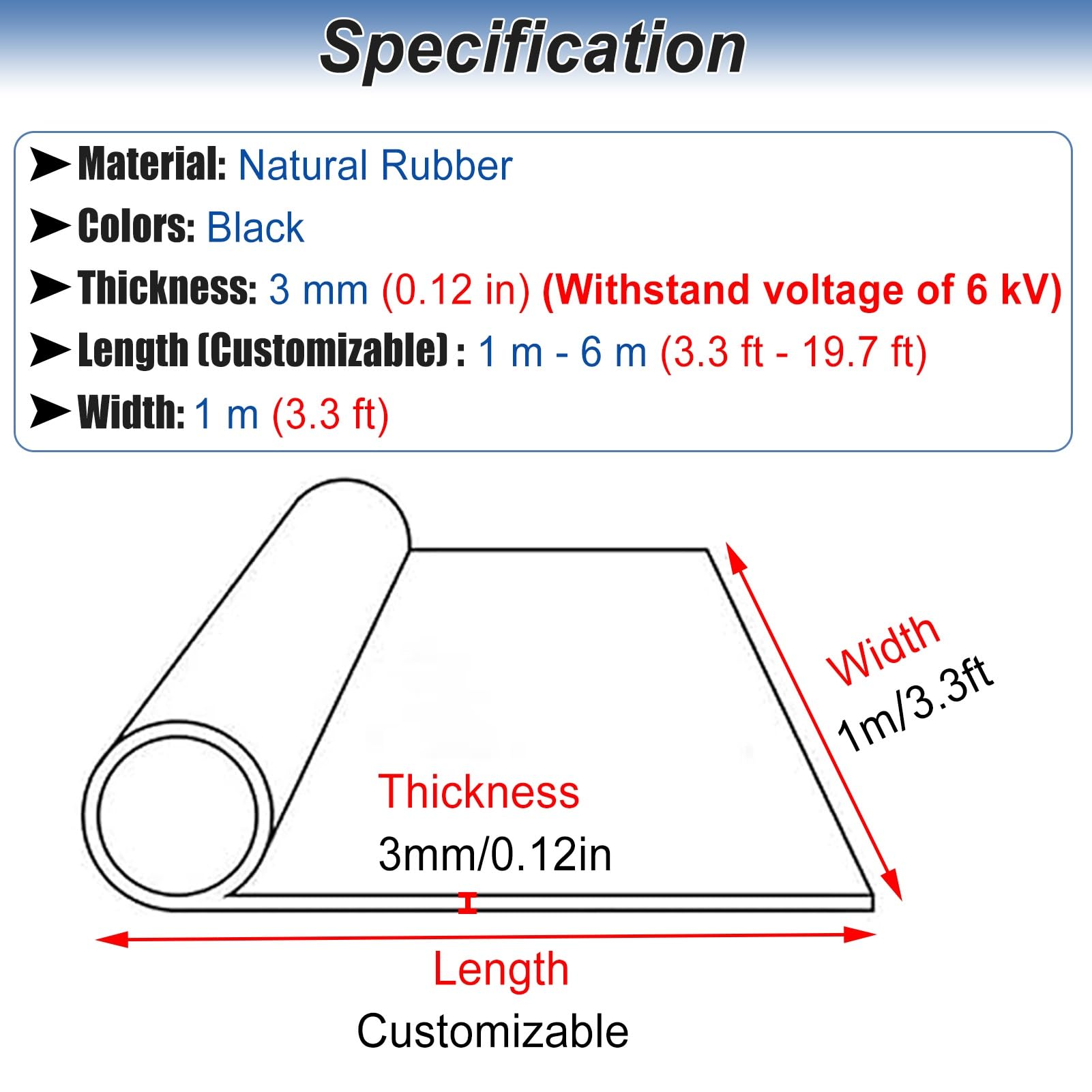 Nieprzewodząca gumowa mata bezpieczna, 1,6 x 1 m / 5.2x3.3ft, podkładka chroniąca podłoże do elektrowni i elektrowni, electl Ilat Safe Solut