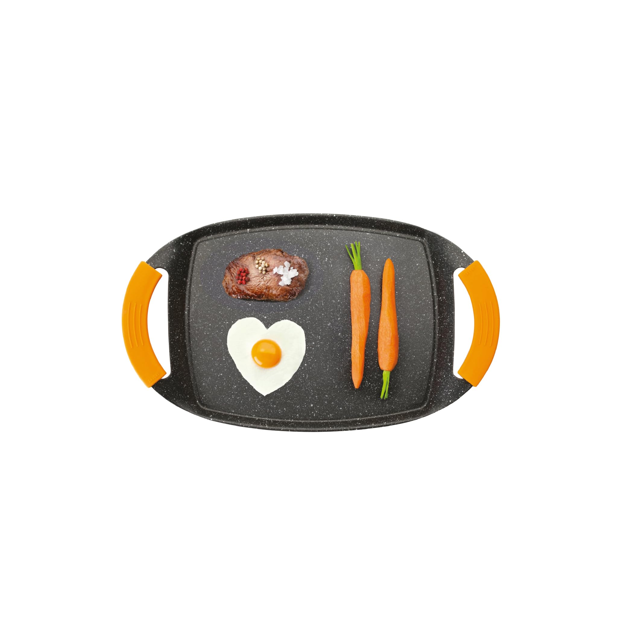 IBILI - Plancha en pierre basique, 36 x 23 cm, Fonte d’aluminium, Antiadhésif style pierre, Compatible avec l’induction
