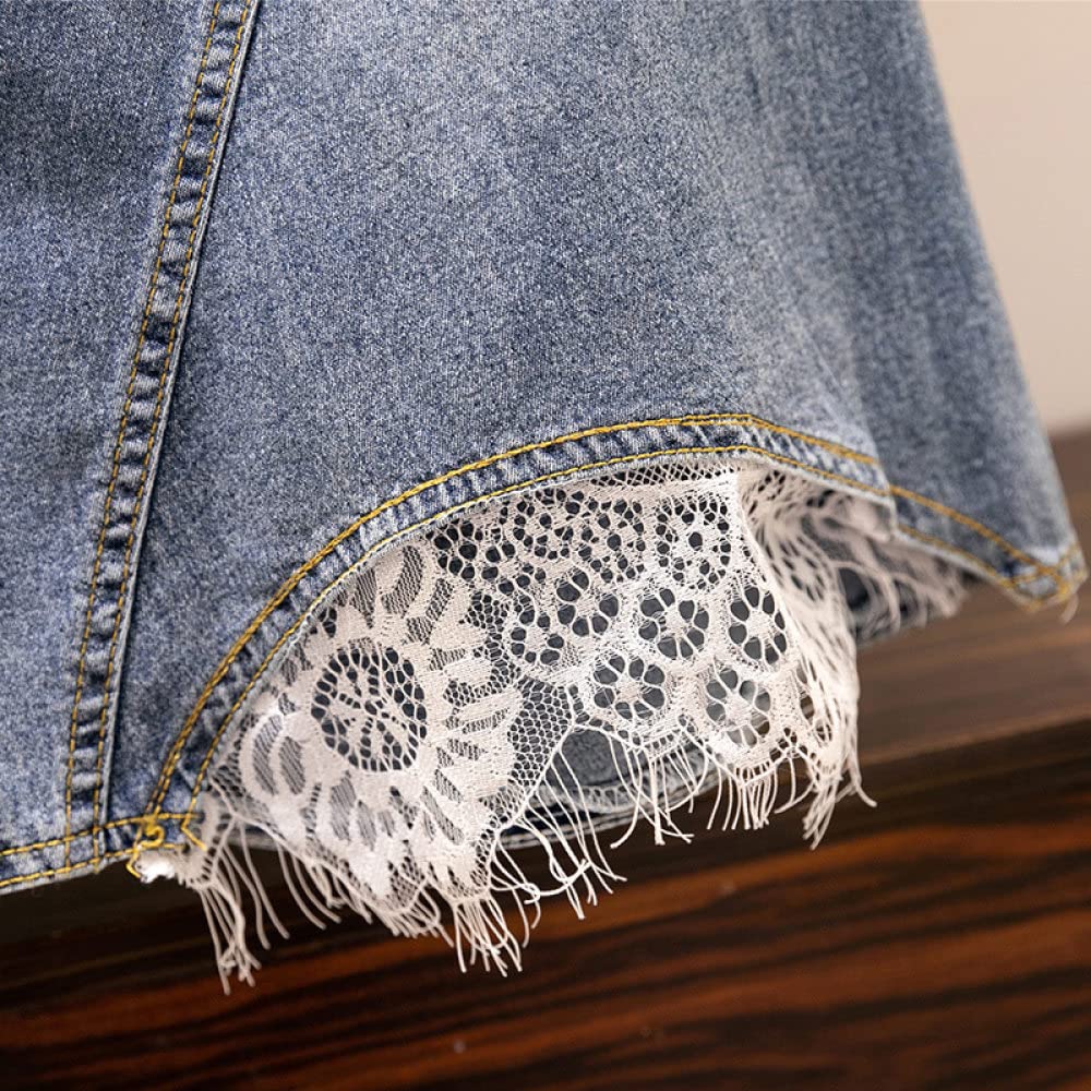 Gonna Donna,Gonna Midi da Donna Gonna Diritta in Denim Elasticizzato A Vita Alta Elastica con Tasca A-Line Increspato Plus Size al Ginocchio Gonne Lunghe per Ragazze Signore,XL