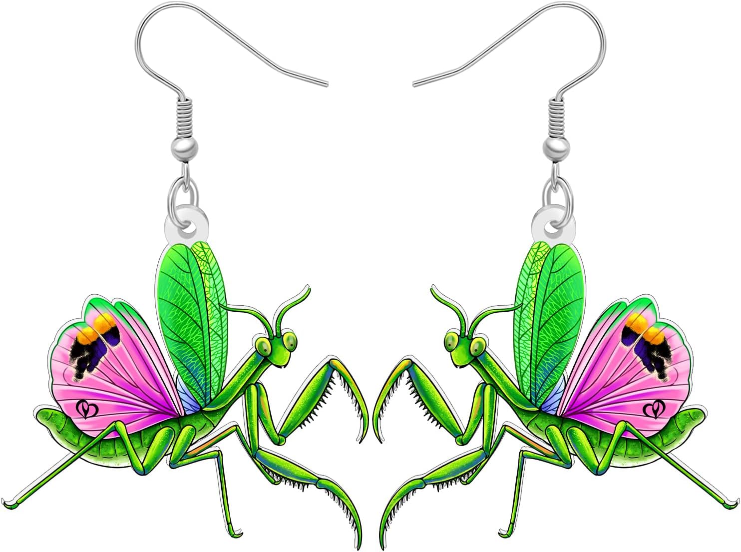 Acrylic Green Bug Earrings Praying Mantis Jewelry Insect Dangle Earrings Funky Bug Gifts for Women Gardeners Nature Lovers