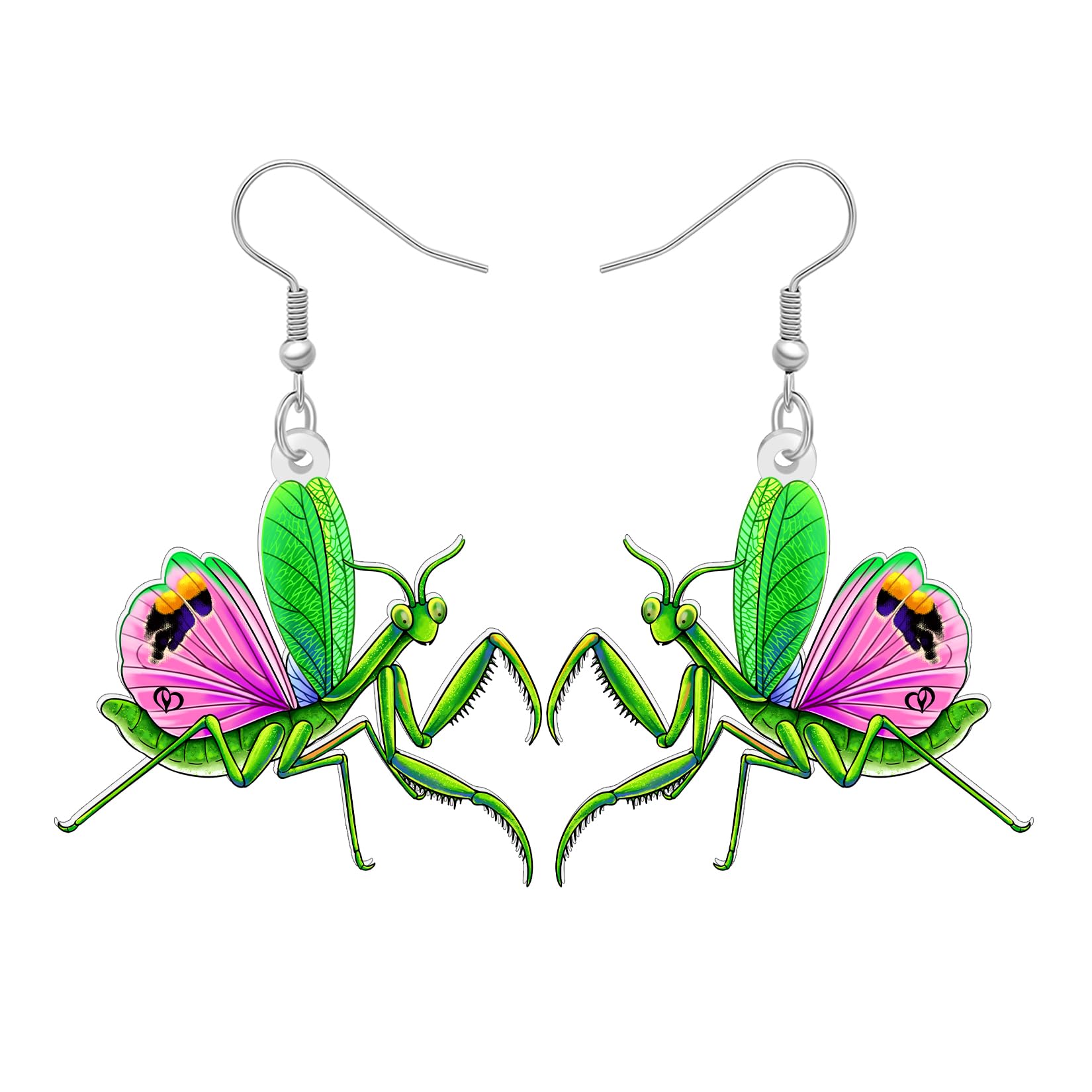 DOWAY Acryl Witzige Gottesanbeterin Ohrringe Baumeln, Grüner Käfer Schmuck Seltsame Insekt Ohrringe Silly Käfer Geschenke für Frauen Naturliebhaber