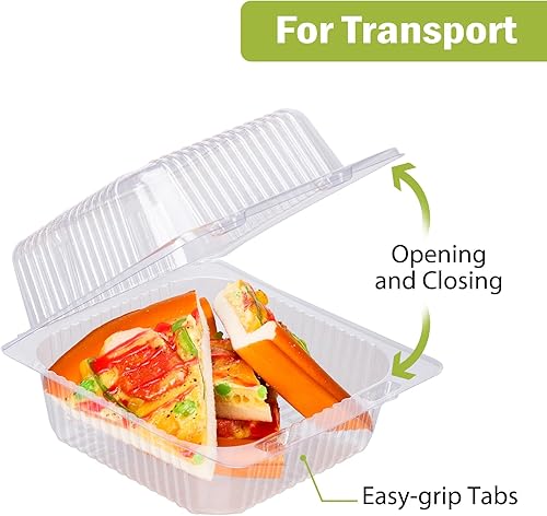 Miniatura 4 de Moretoes 240 recipientes de plástico de 5 pulgadas para alimentos, cajas desechables para llevar, bandeja desechable para sándwiches, hamburguesas,