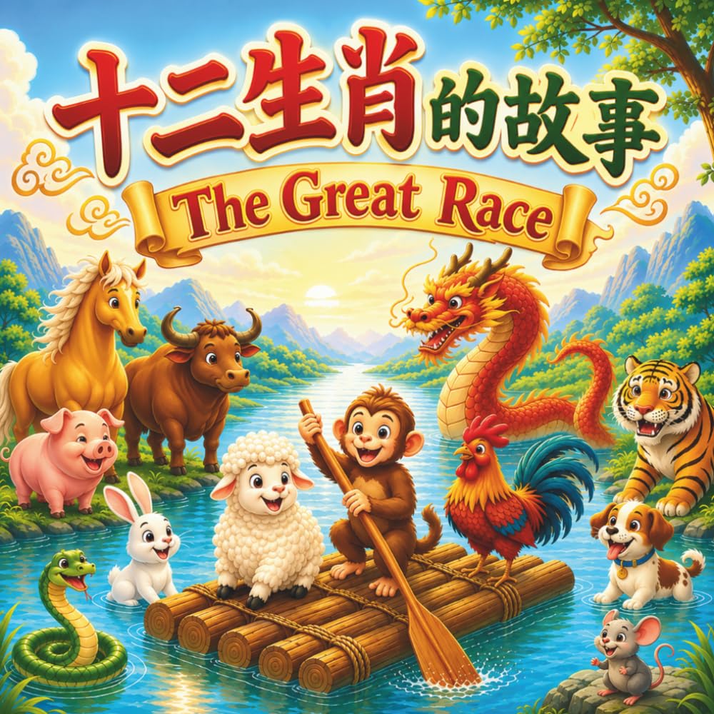 The Great Race - The Tale of the Chinese Zodiac: Chinese Mythology Stories for Kids in English, Chinese, and Pinyin (English-Chinese Bilingual Kids' Books)