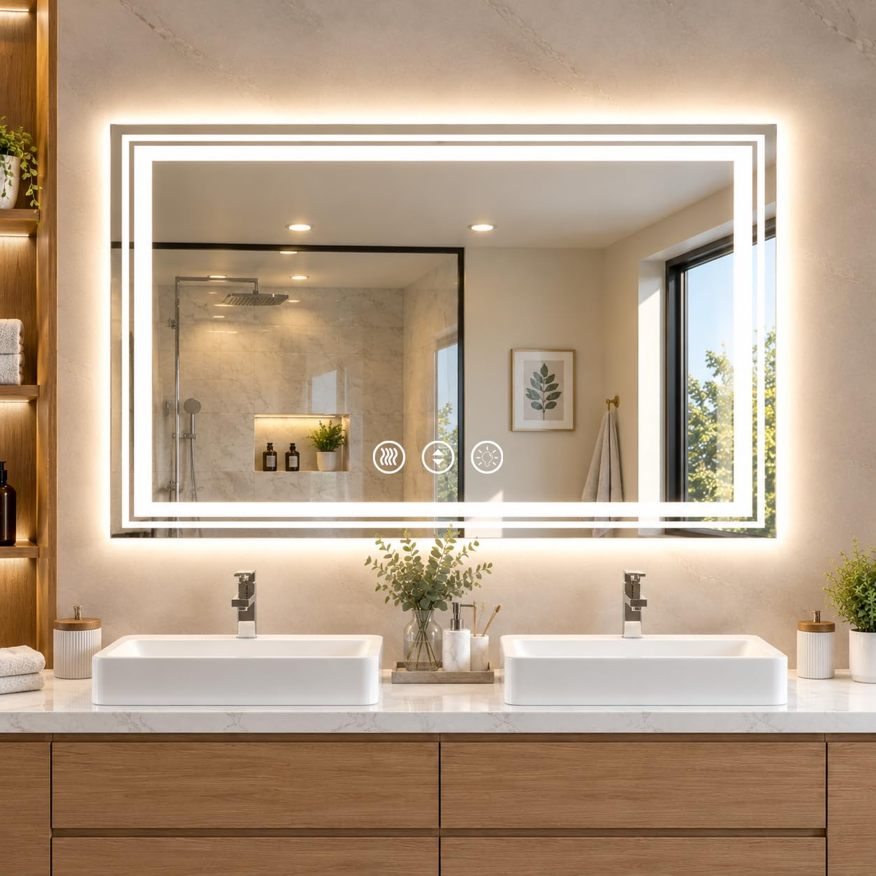 WTTY 60" x 36" LED Bathroom Mirror with Light