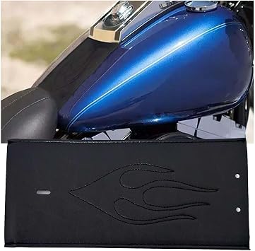 Motorcycle PU Leather Gas Tank Panel Bib with Flame Pattern Compatiable for Harley Dyna FXDWG 1993-2003, Softail FLSTF 2000-2017