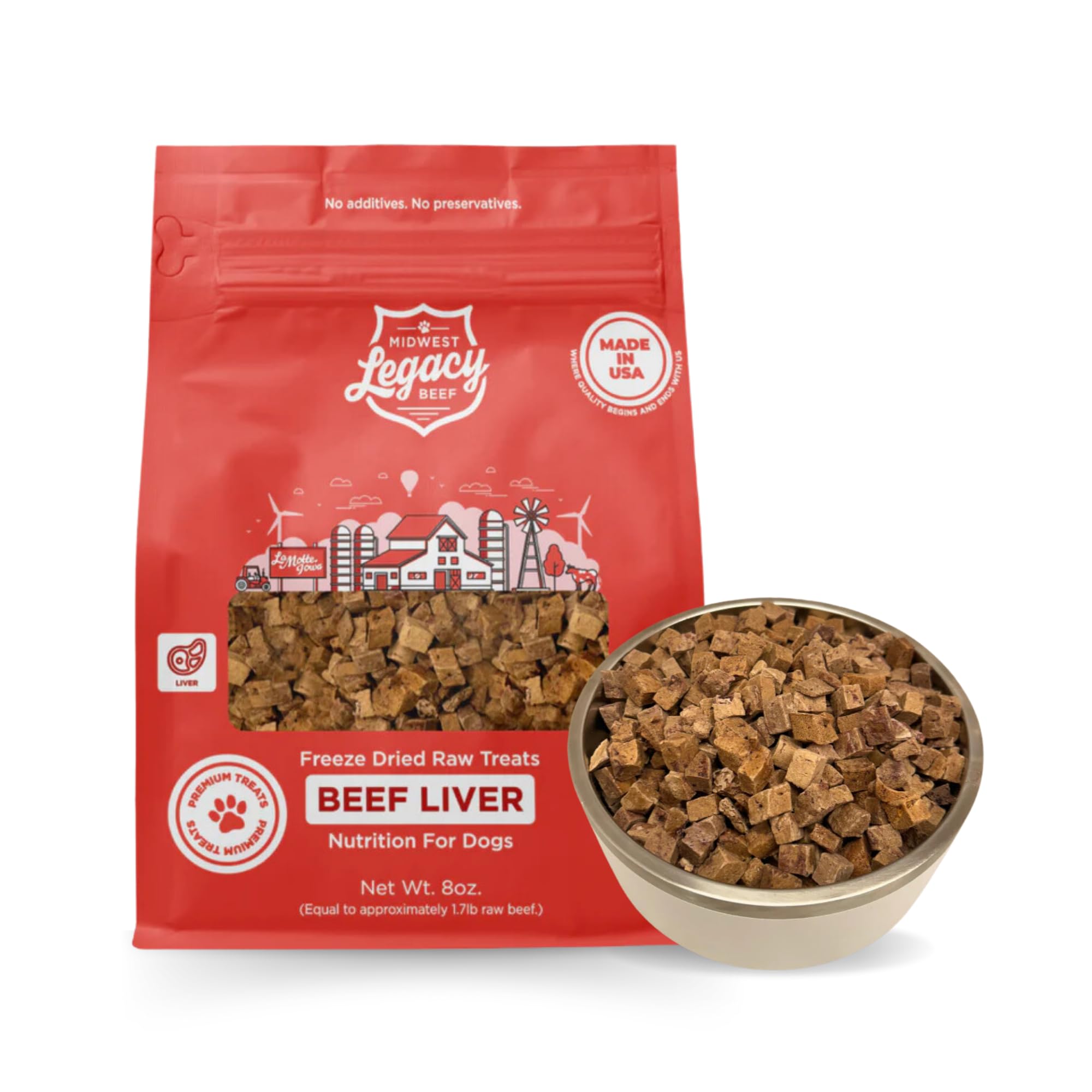 Midwest Legacy Beef Freeze Dried Beef Liver Dog Treats Raw Single Ingredient | Premium High Protein, Natural and Healthy Nutritious Pet Dog Training