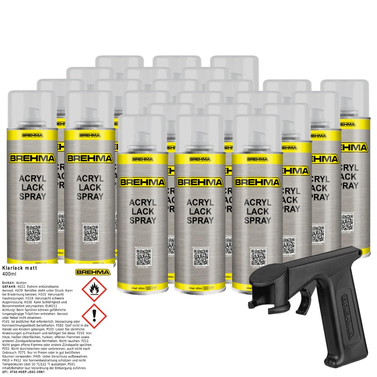 24x Klarlack matt Lackspray Sprühlack 400ml inkl. Griff