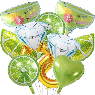 12Pcs Margs and Matrimony Bachelorette Balloons, Lime Diamond Ring Margarita Glass Balloons for Margarita Matrimony Bachelorette Party Wedding Mexican Fiesta Bridal Shower Decorations Supplies