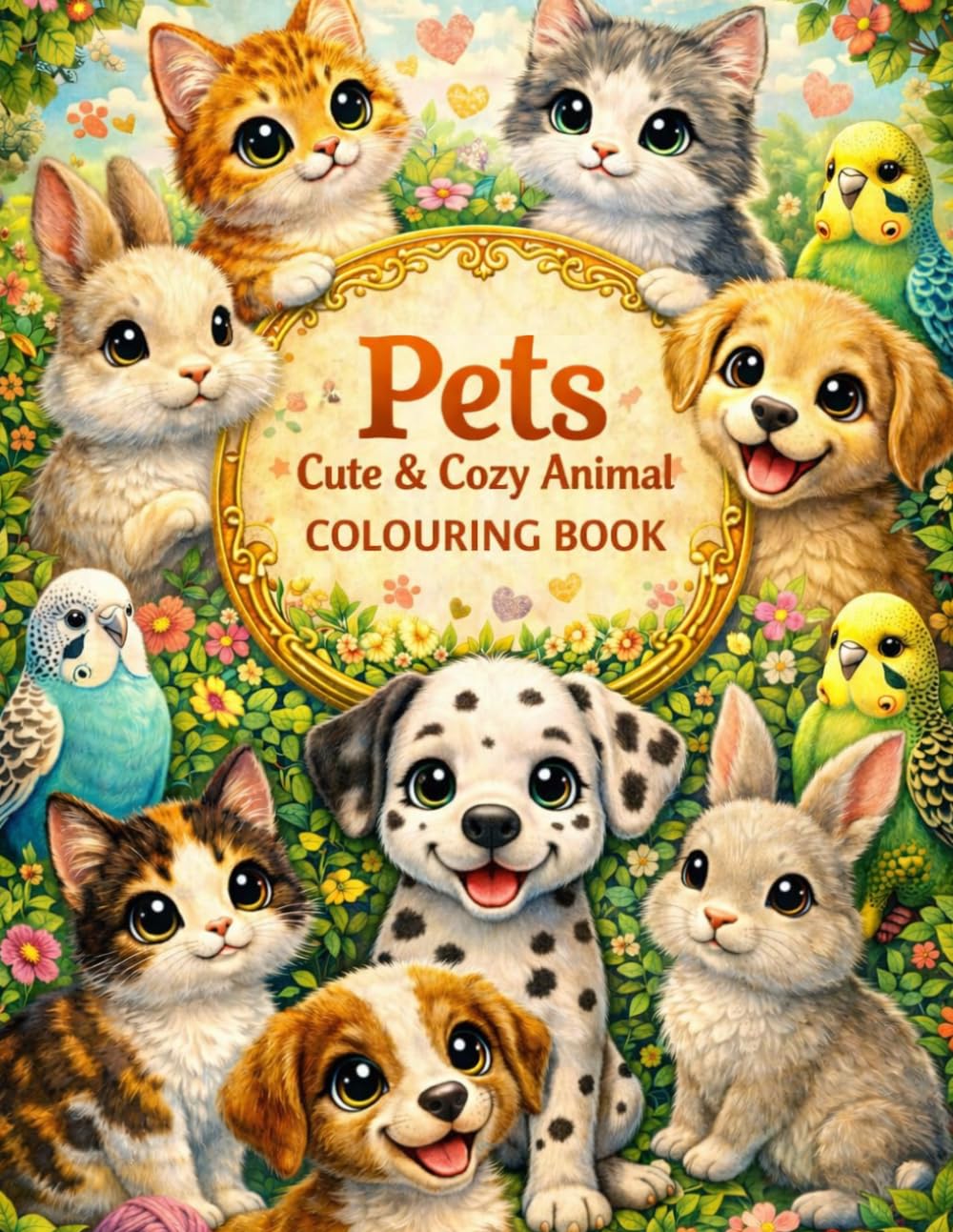 Cute & Cozy Animal Coloring Book: Adorable Pets and Sweet Scenes for Relaxation, Stress Relief and Mindfulness