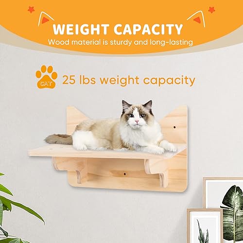 Miniatura 3 de NOVGOBHOT Estantes de pared para gatos grandes Juego de 9 piezas de estantes de pared de madera para gatos, sistema de escalada para gatitos con