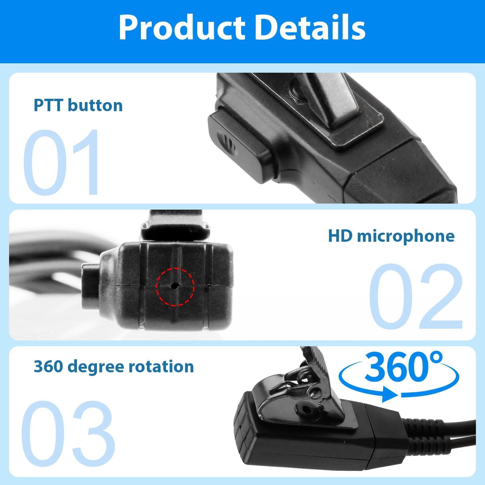 Walkie Talkie Earpiece Radio Earpiece with Mic - Image 3