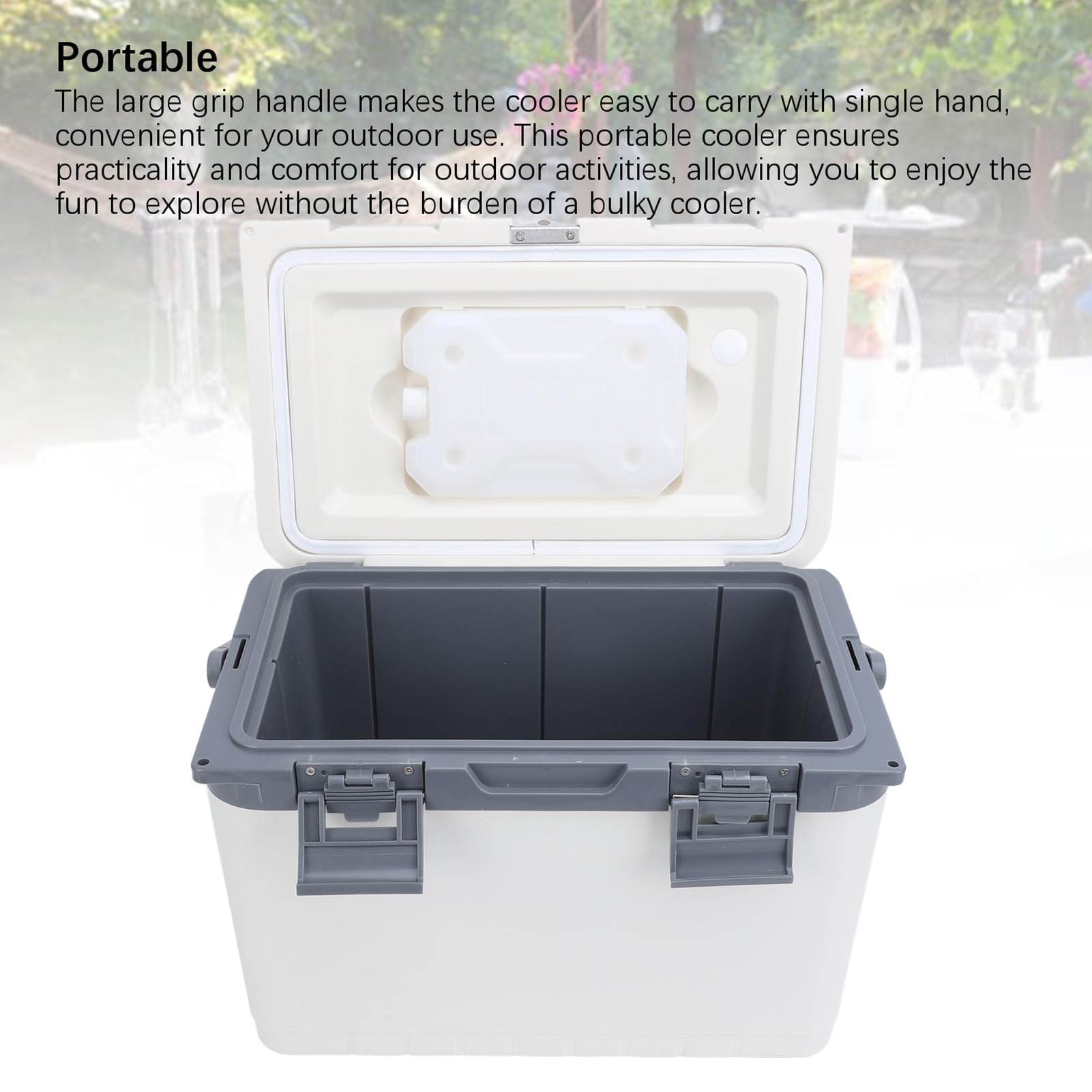 Rengue Glacière Isotherme Portable pour Réfrigérateur, Boîte à Déjeuner Rigide en PU PP de 15 L avec Grande Poignée, pour Voyage en Voiture, Camping, Plage, Pique-Nique, Bateau