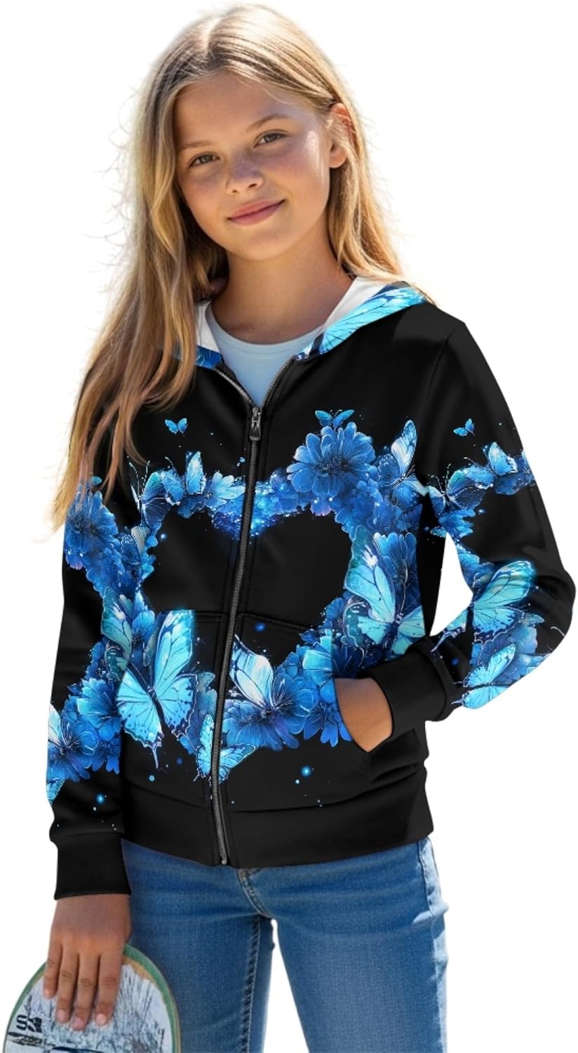 Girls Hoodie Long Sleeve Hooded Sweatshirt Lightweight Casual Sweatshirt Jacket Oversized Zip Up Animal Hoodie
