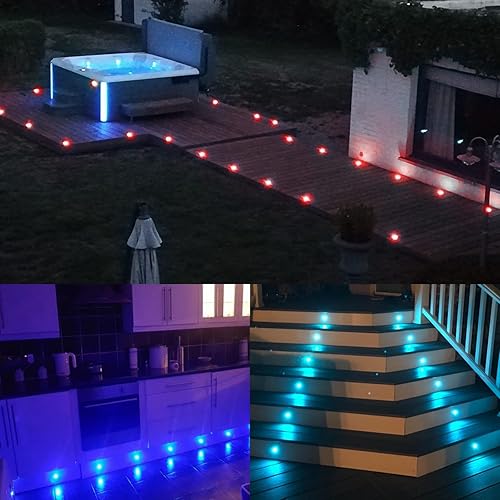 Miniatura 6 de Kit de luces LED RGB empotrables para terraza, 1.18, impermeable, bajo voltaje, iluminación de cubierta de paisaje al aire libre, luces en el suelo
