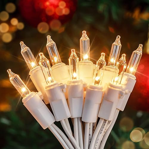 Miniatura 8 de hopolon Paquete de 2 50 luces rojas de Navidad con cable blanco, cadena de luces de 13 pies para el día de San Valentín, árbol de Navidad, fiesta de