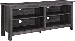 Walker Edison Wren Classic 4 Cubby TV Stand for TVs up to 65 Inches, 58 Inch, Charcoal