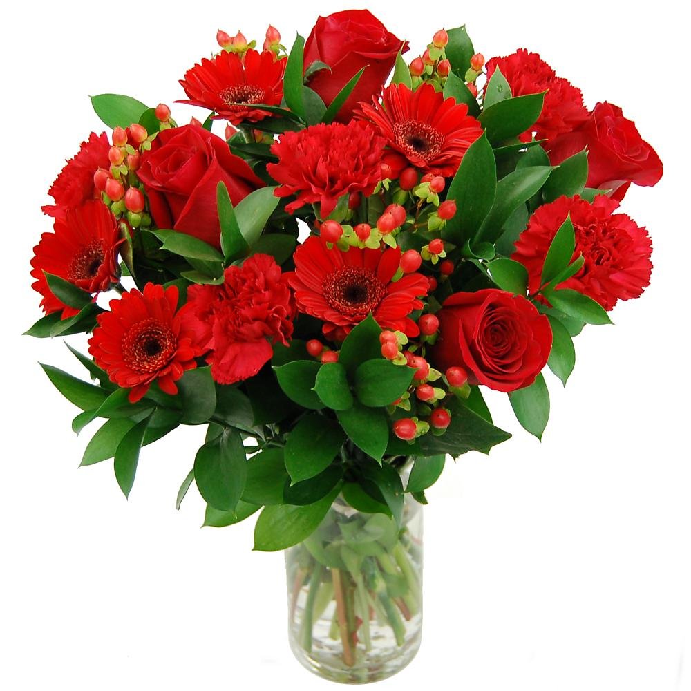 Clare Florist Fresh Red Rose and Carnation Flower Bouquet