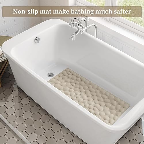Miniatura 2 de OTHWAY Tapete de baño antideslizante de goma para niños y bebés, tapete de baño grande de 16 x 31.5 pulgadas para bañera con ventosas fuertes