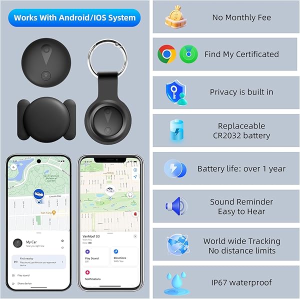 Traceur GPS Voiture, Caché Traceur Voi-ture Magnétique, Compatible avec iOS et Android, Traceur GPS sans Abonnement sans SIM, Couverture Globale, Discret pour Voiture, Valise, Clés - 2