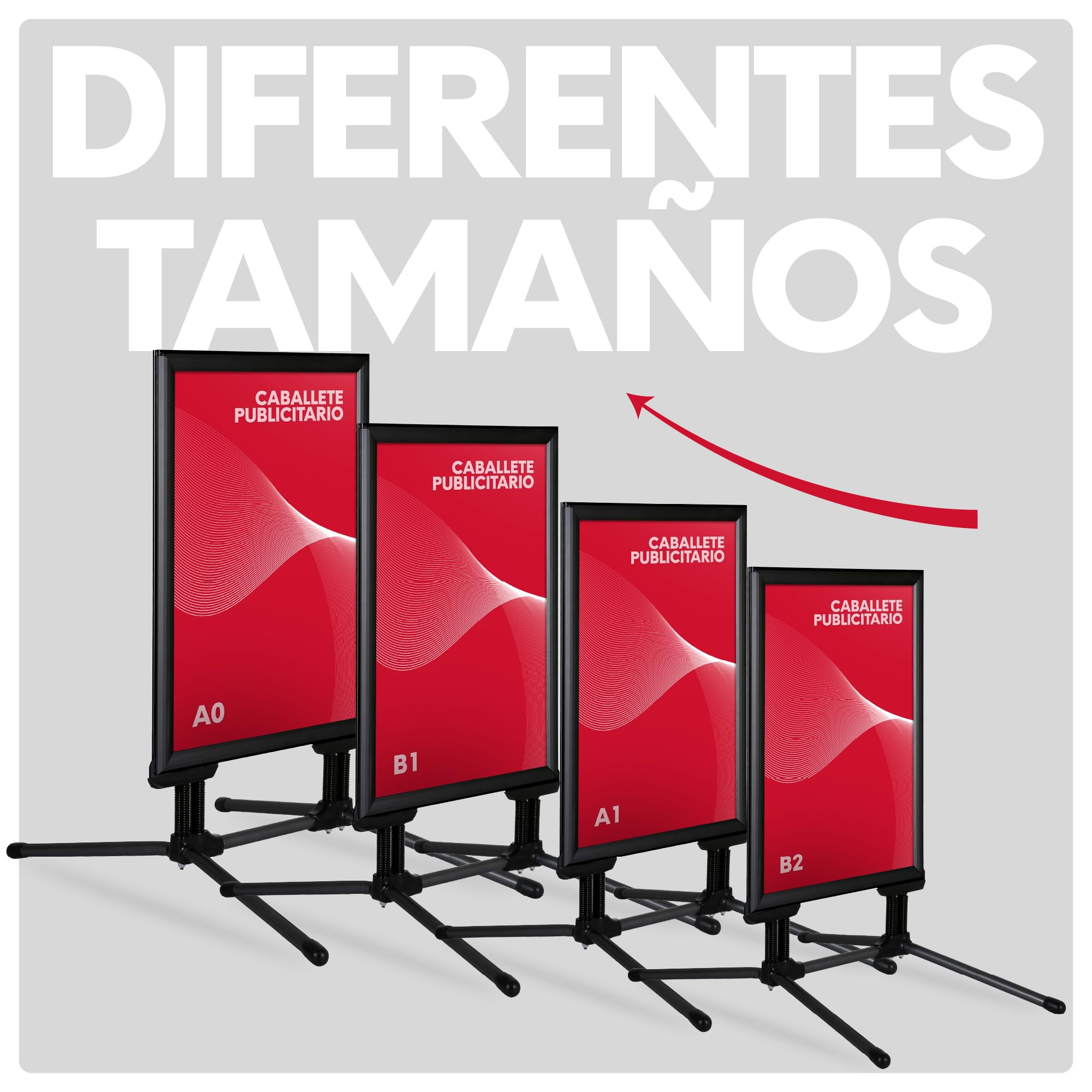 Expositor Publicitario Exterior con Patas | Marco de Aluminio de 44mm | Soporte Doble Cara | Expositor Publicitario Antideslumbrante para Anuncios en Exterior | A1, Negro