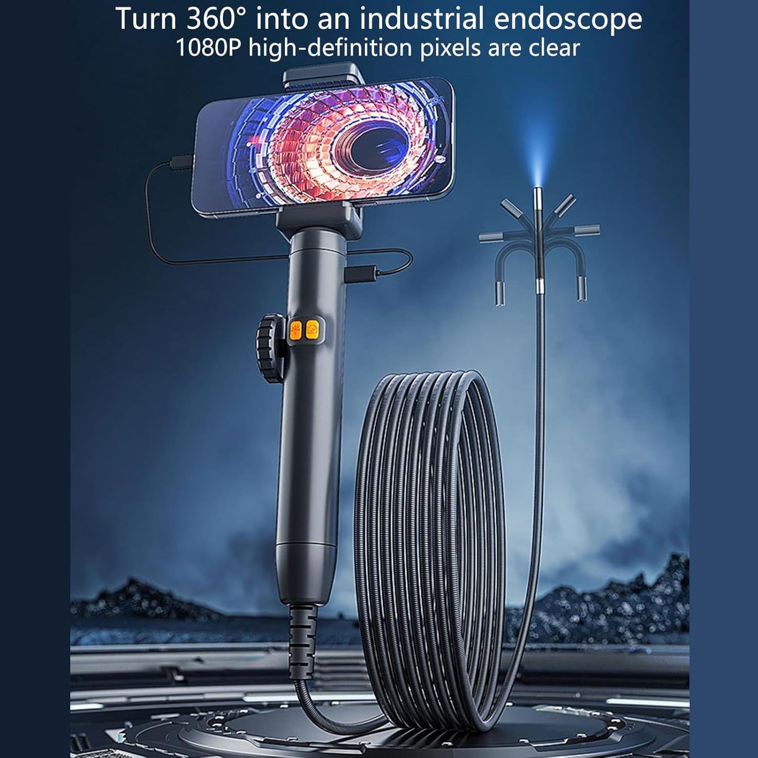 Flexible Snake Endoscope Camera Industrial Endoscope Inspection 6mm Lens Borescope with Adjustable Light Automotive Flexible Borescope