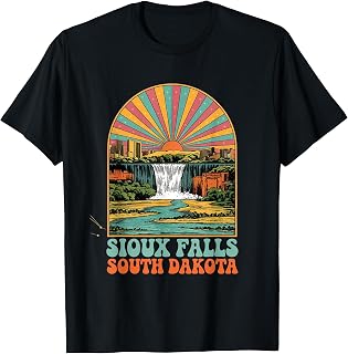 Retro Sioux Falls South Dakota Sunset Skyline Vintage T-Shirt
