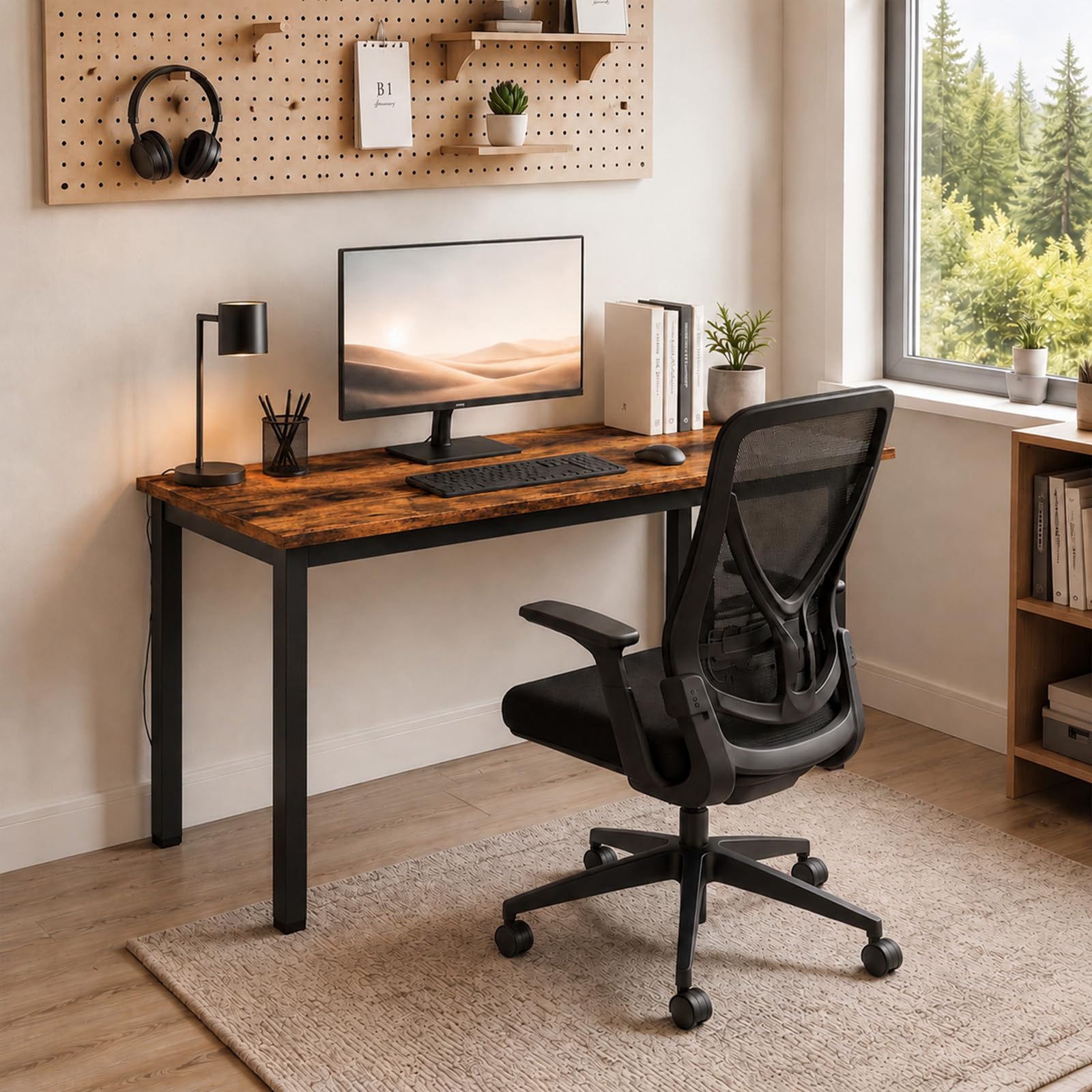 Schreibtisch 120 x 60 x 75 cm, Computertisch Braun für Homeoffice | Moderner Schlichter für Arbeitszimmer, Wohnzimmer, Schlafzimmer