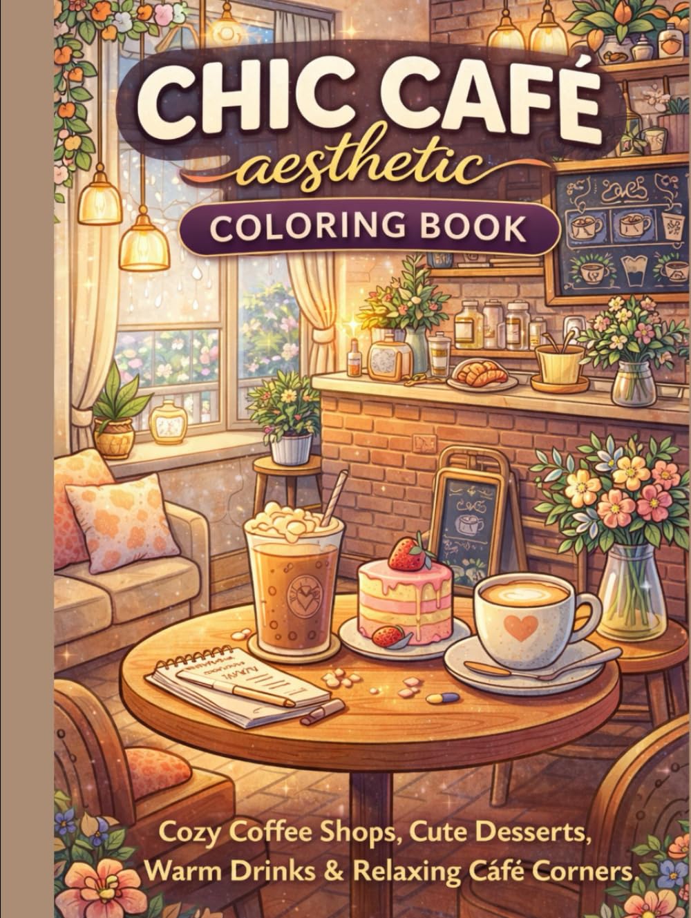 Chic Café Aesthetic Coloring Book: Cozy Coffee Shops, Cute Desserts, Warm Drinks & Relaxing Café Corners