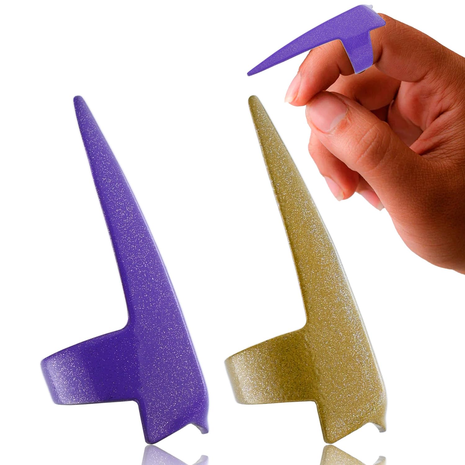 2pcs Quick Hair Braids Parting & Sectioning Rings - Stainless Steel Stitch Braid Tool Finger for Durable Dreadlocks Wig & Installation of Human Hair Extensions Braiding Tools (Purple, Gold)