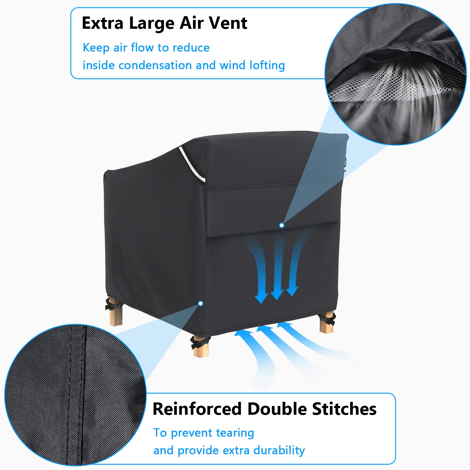 Gasadar Patio Chair Covers 2 Pack 32" W x 37" D x 36" H, Black view 5