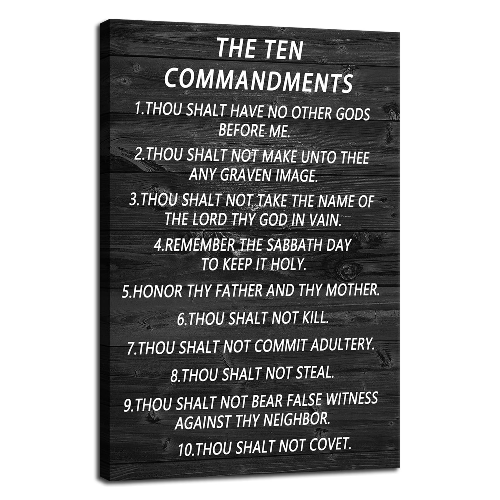 Inspirational Canvas Wall Art Motivational The Ten Commandments Christian Religion Quote Canvas Print Positive Speech Quotes Painting Artwork Office Living Room Wall Decor Framed<12 x 18 inch>
