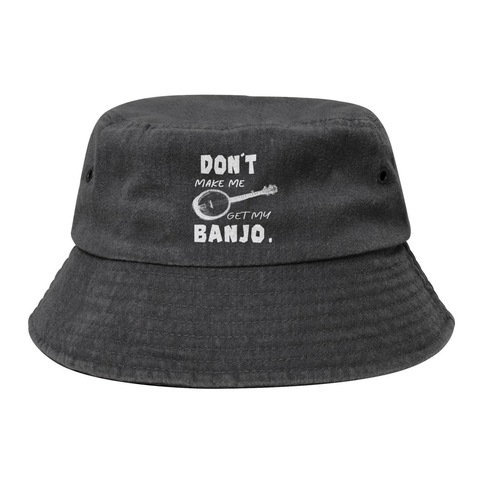 Qauirfe Don't Make Me Get My Banjo Fashion Cowboy Denim Fisherman Hat Outdoor Fishing Cap Sun