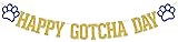 Happy Gotcha Day Banner, Pet Adoption Party Decorations, Let's Pawty Together Birthday Party Decor, Dog Cat Gotcha Party Supplies Gold Blue Glitter