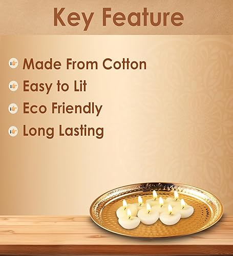 Miniatura 9 de SATVIK Paquete de 50 mechas de ghee puro para Puja Diya Batti listas para usar Tiempo de combustión de 30 minutos Mechas de algodón sin cera