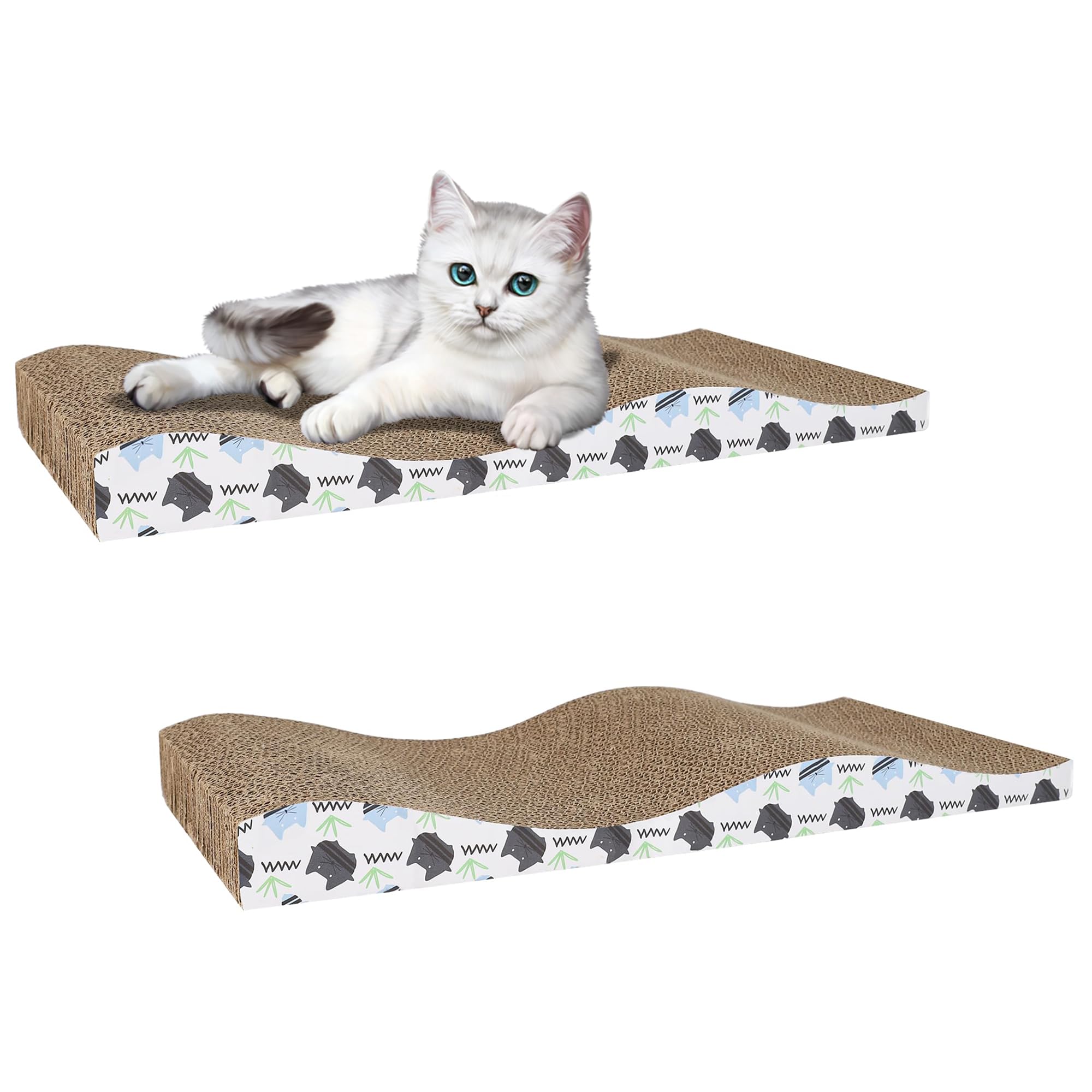 2 Pack Cat Scratcher Pad & Board - Cardboard Nest & Sleeping Scratcher for Indoor Cats (2 Pack Grey)