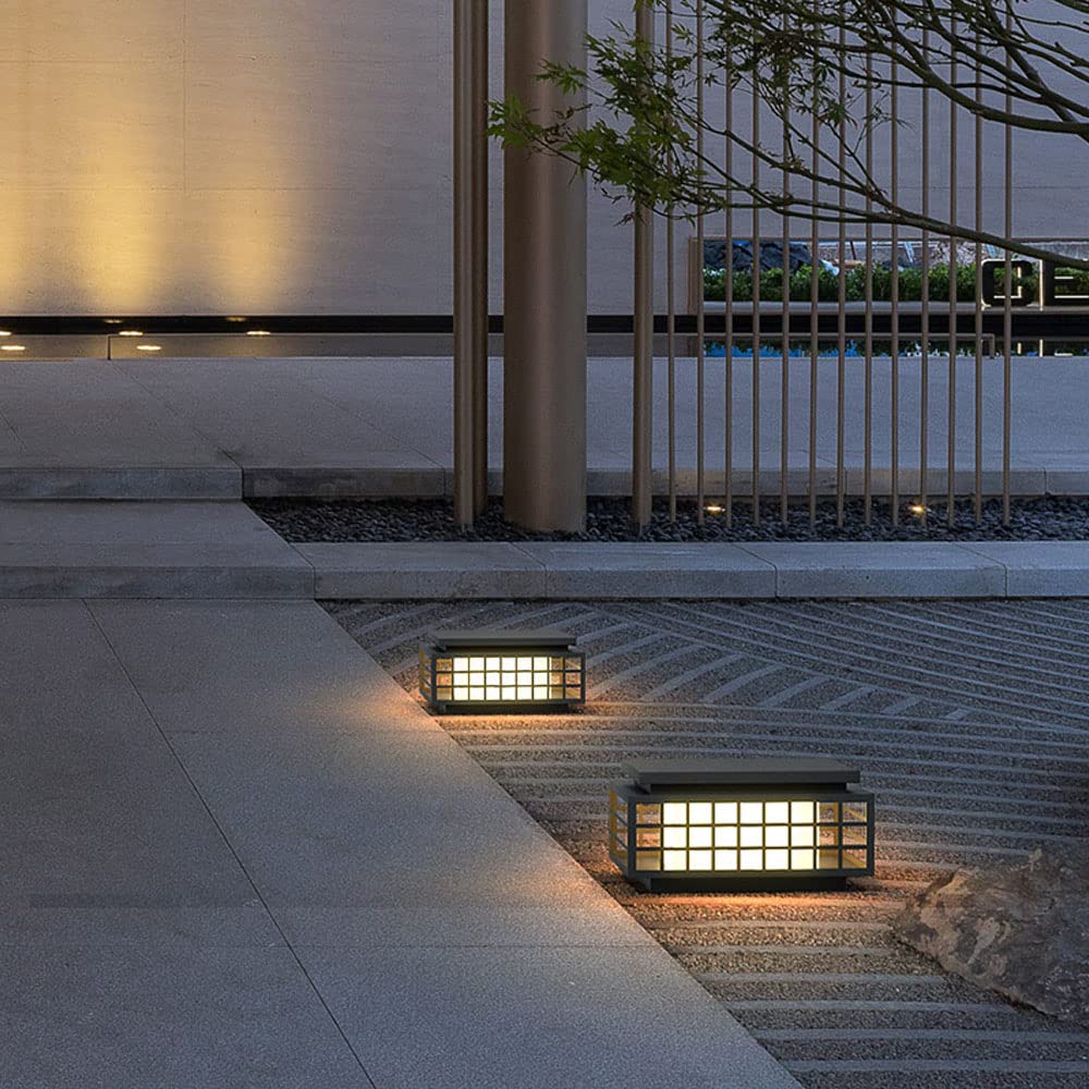 Lampada da cortile Luci da esterno Lampada da esterno a colonna Cubo Impermeabile IP54 Lampada a colonna Lampada da palo a LED in acciaio inossidabile Giardino Villa Corridoio Patio Recinzione Lampada