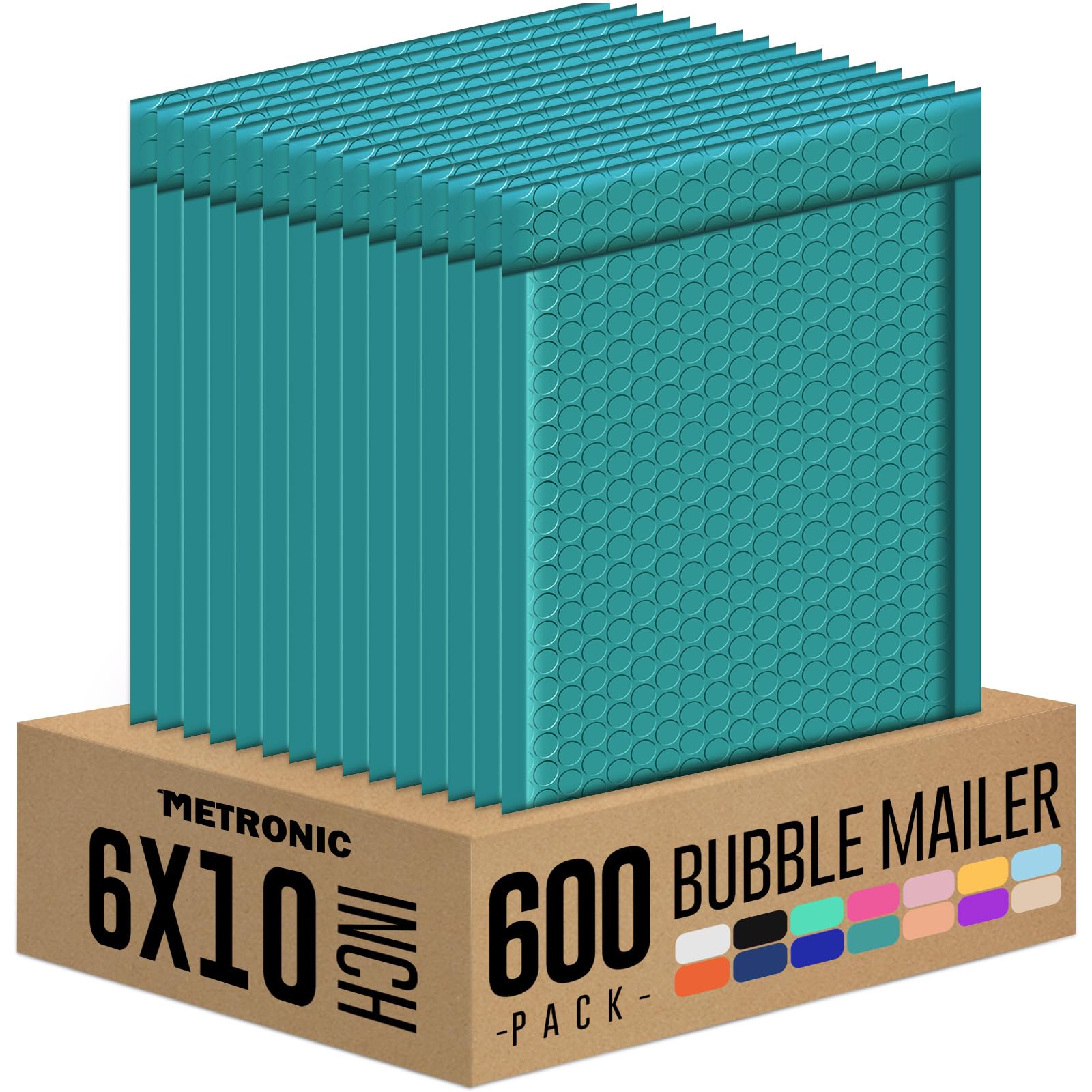 METRONIC Bubble Mailers 6x10" Padded Envelopes Forest Green 600 Pack Sealed