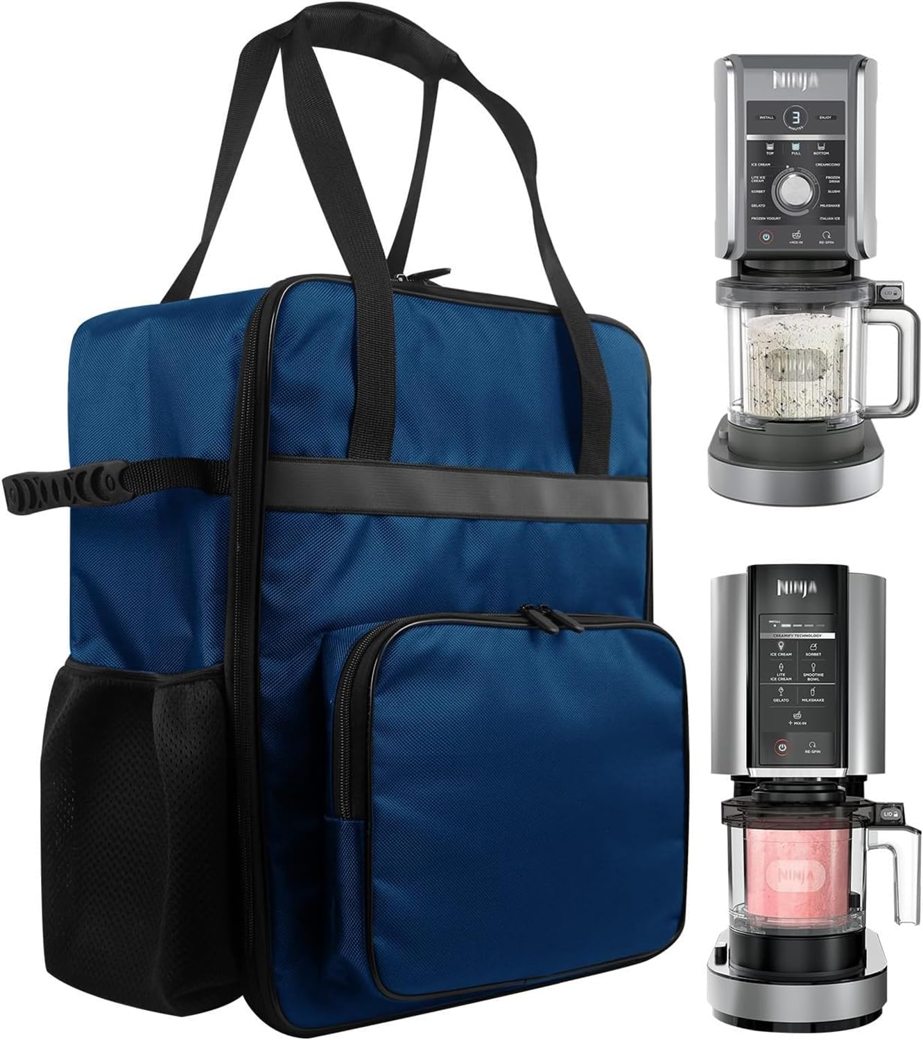 AF-WAN Borsa per il trasporto per gelatiere CREAMi, borsa per il trasporto con manici, scomparto frontale e tasche laterali in rete, compatibile con macchine per il ghiaccio Ninja CREAMi NC501EU