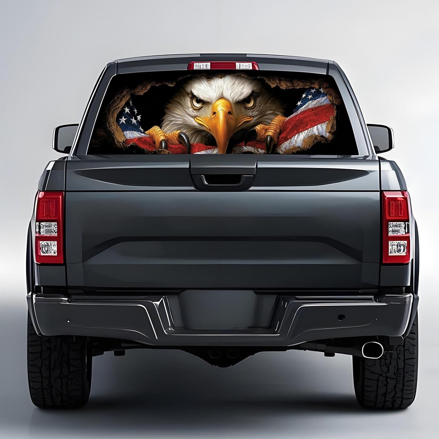 Back Window Decals for Trucks - 65x17.3 in Eagle Flag Window Decal Rear Window Decals for Truck Decor, Creative Truck Rear Window Decal for Personalized Decoration - Eagle-27-S