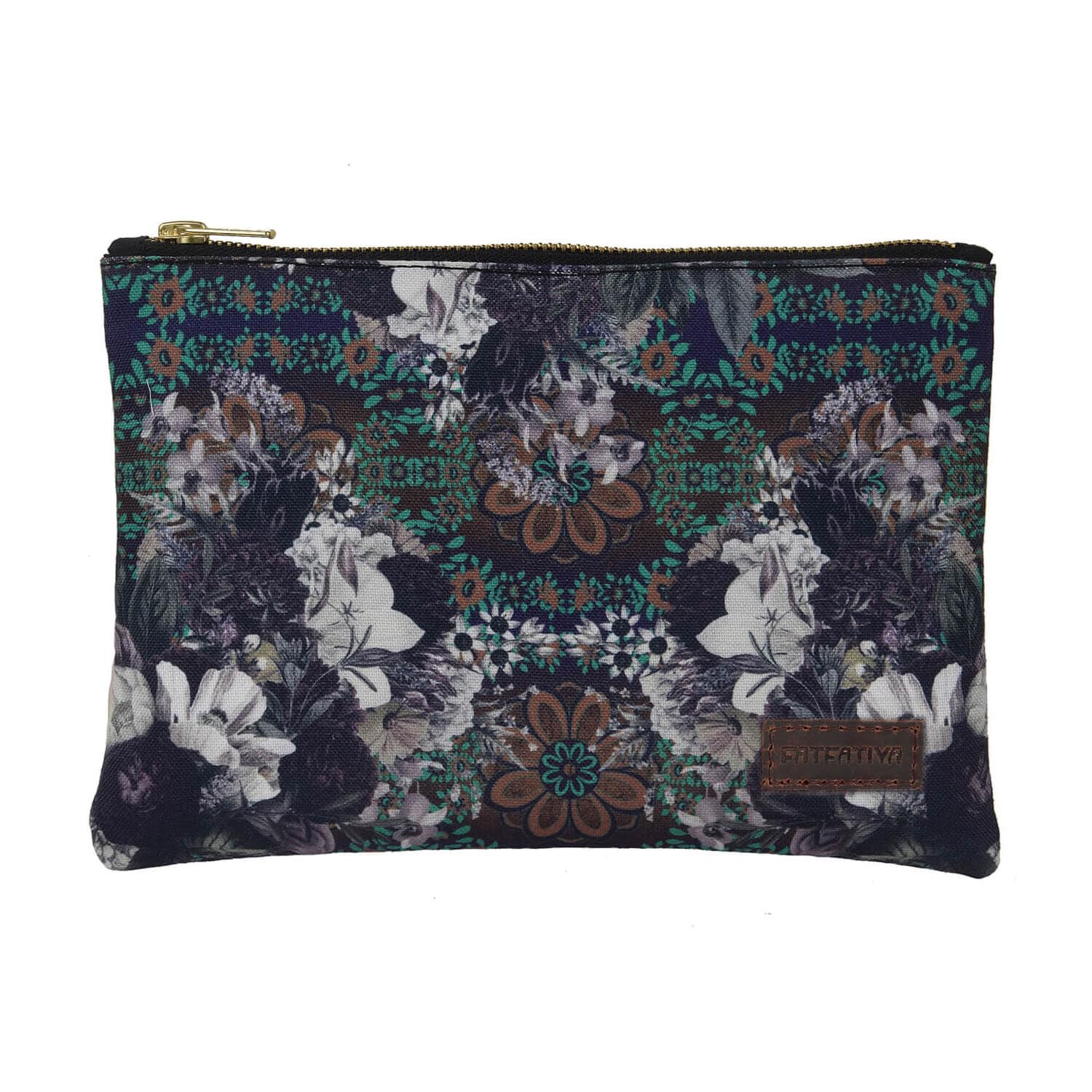 Abstract Flower Handmade Multipurpose Utility Pouch with Zip Clouser for Women & Girls, Ideal for Daily Use & Travel, Easy to Storing Keys, Wallet, Makeup and Accessories (23x16.5x1)-image-7
