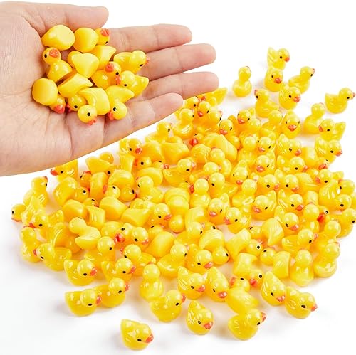 120 piezas de mini patos de resina, figuras en miniatura de pato pequeño a granel para fiestas, decoraciones de micro paisajes, adornos de acuario,