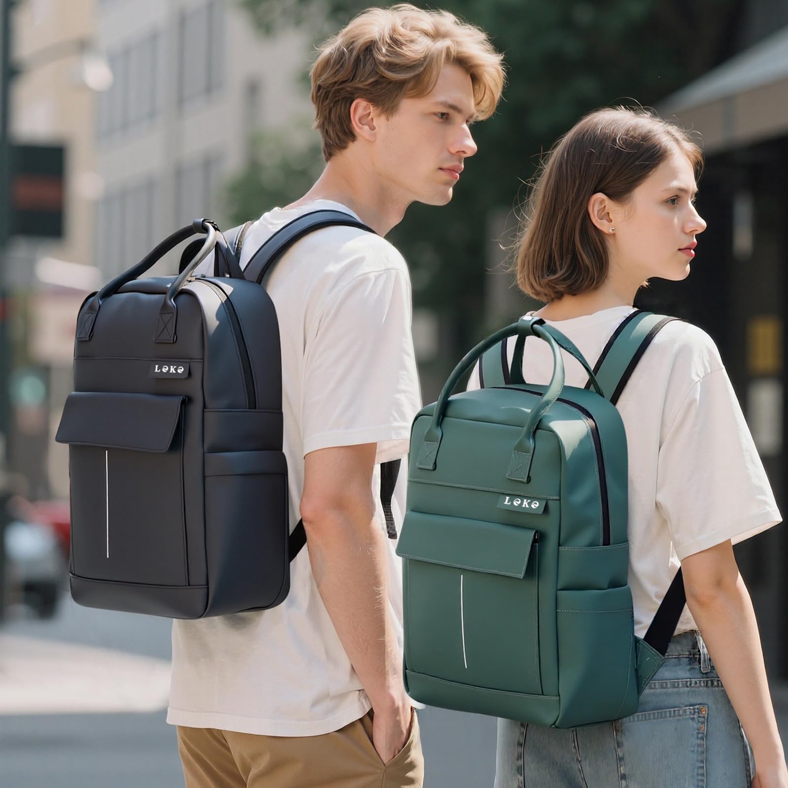 Zaino Impermeabile per Donna e Uomo, Zaini Porta PC in Pelle 15.6 Pollici, Grande Zaino da Viaggio Rains Zaini, Elegante Borsa Lavoro Donna per Scuola Casual Università Ufficio