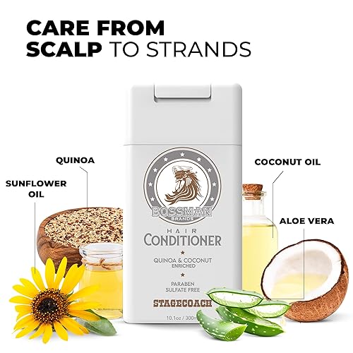 Vista 33 de Bossman Combo de champú y acondicionador para el cabello, fórmula hidratante, fortalecedora y calmante para el cabello de los hombres, sin parabenos