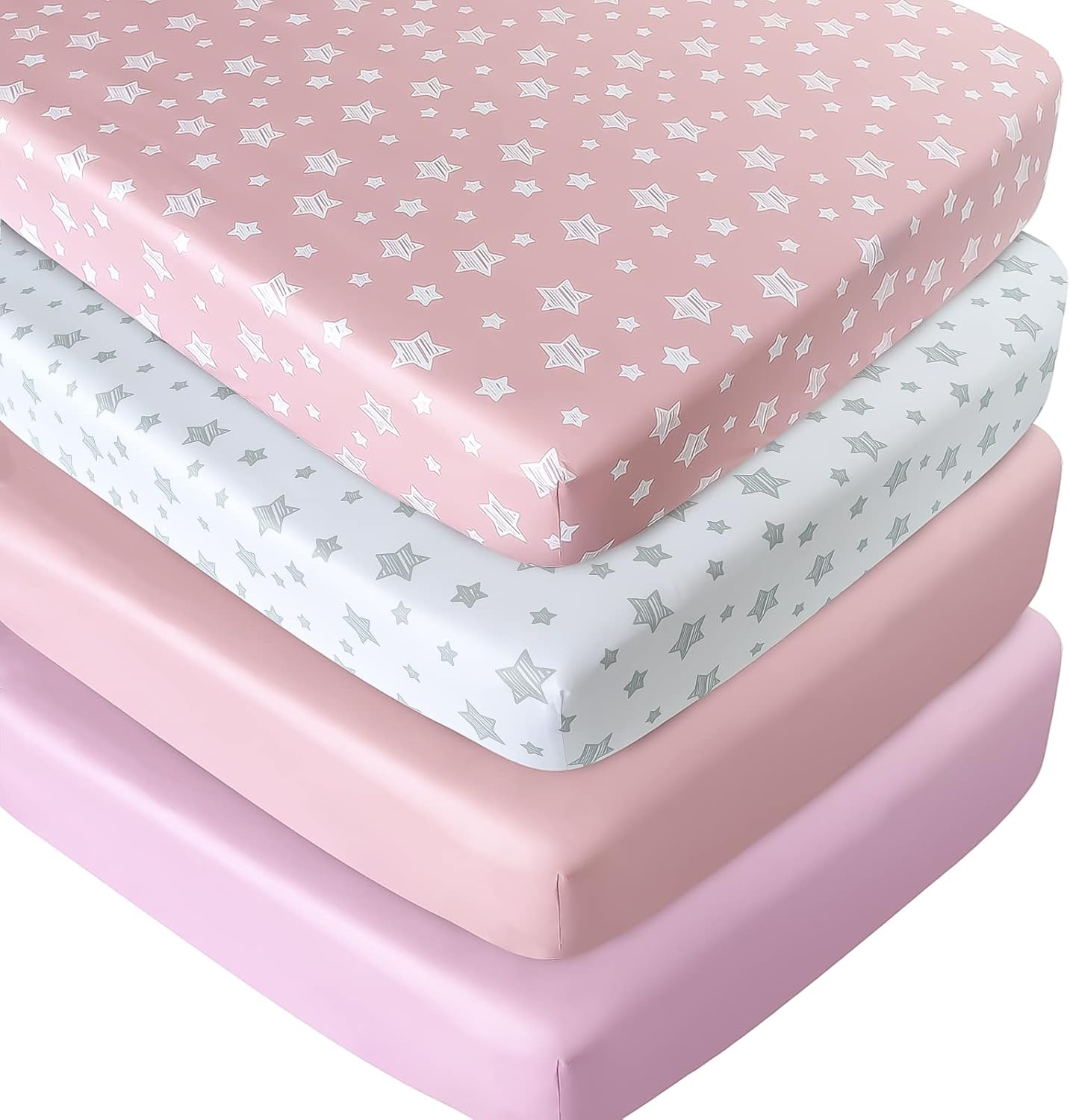 Crib Sheets for Girls 4 Pack, 28”x 52” Multi Color Available, Fitted