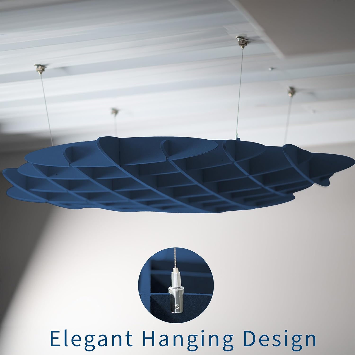 VIVO Acoustic Ceiling Waffle Panel, Hexagonal Hanging Sound Absorber, Modern Noise Reduction Chandelier, Navy Blue, PP-CW01NB