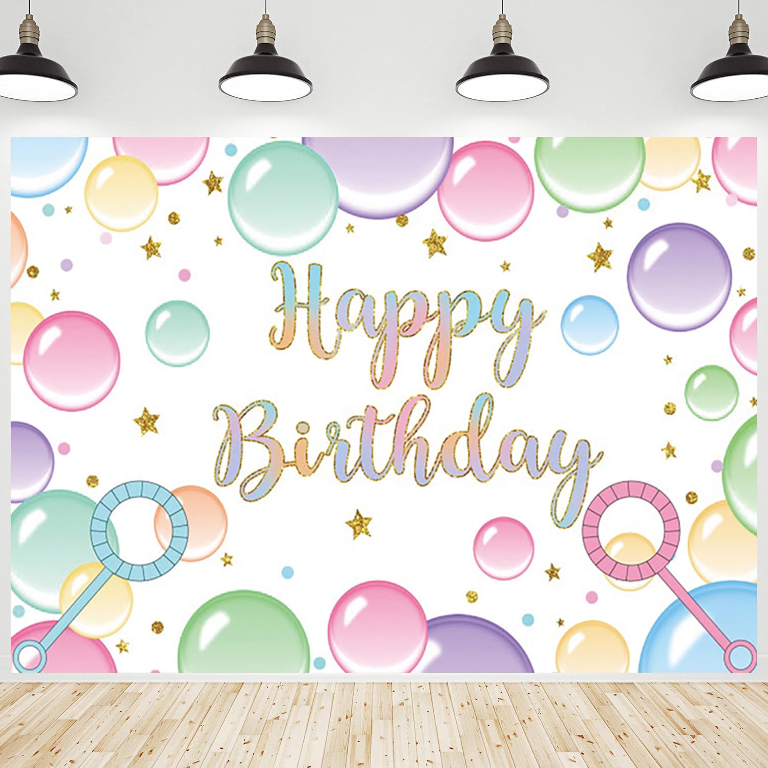 CRTPOD Bubble Birthday Backdrop Colorful Pop On Over Bubble Birthday Photography Background for Girls Birthday Party Celebration Decorations Supplies