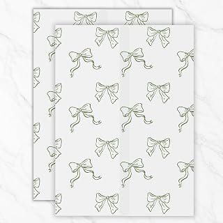 Vellum Paper 5x7 Pre-Folded Green Bow Pattern, Vellum Jackets 30 Pcs | for BabyShower Graduation Wedding, for 5x7 in Invitations Cards Photos, Rounded Corner Invitation Sleeves, DIY Accessories